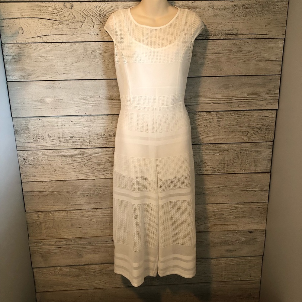 ASOS Jumpsuit White Partially Lined Capped Sleeve Cropped Back Zip Size 6